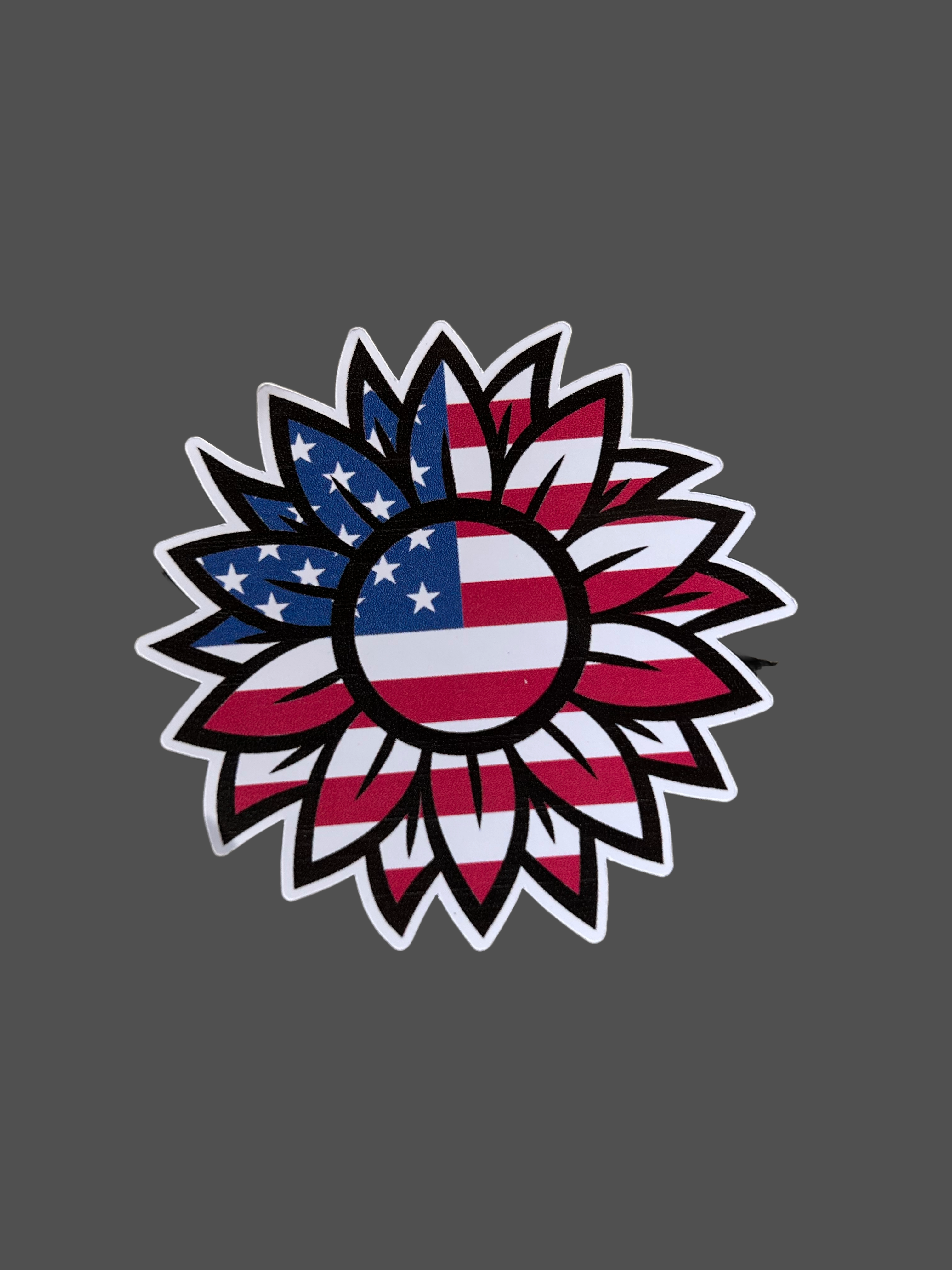 4th of July American Flag Sunflower Sticker