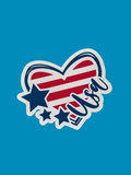 4th of July USA Heart Sticker