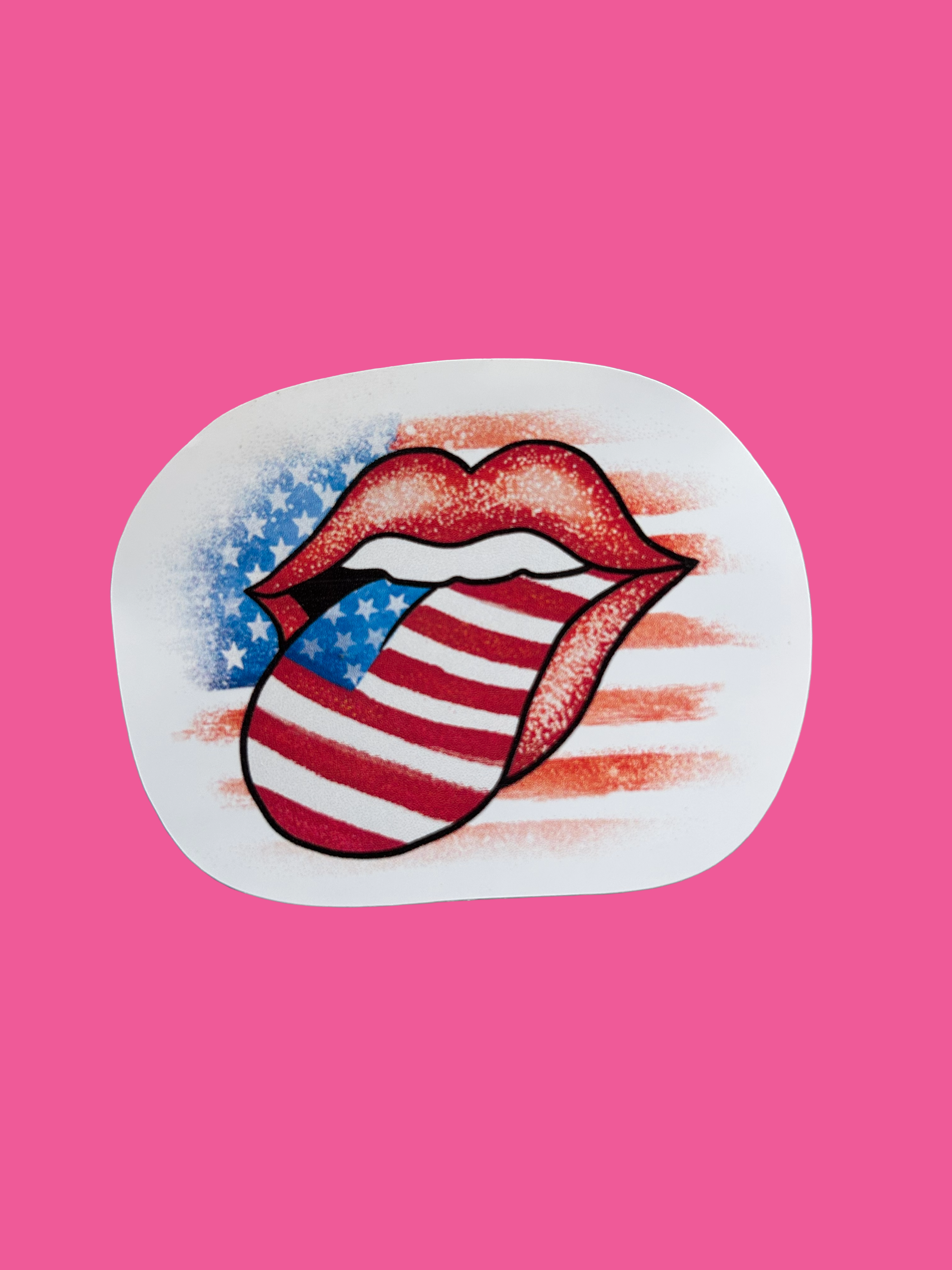 4th of July Lips Sticker – Faded Flag Background